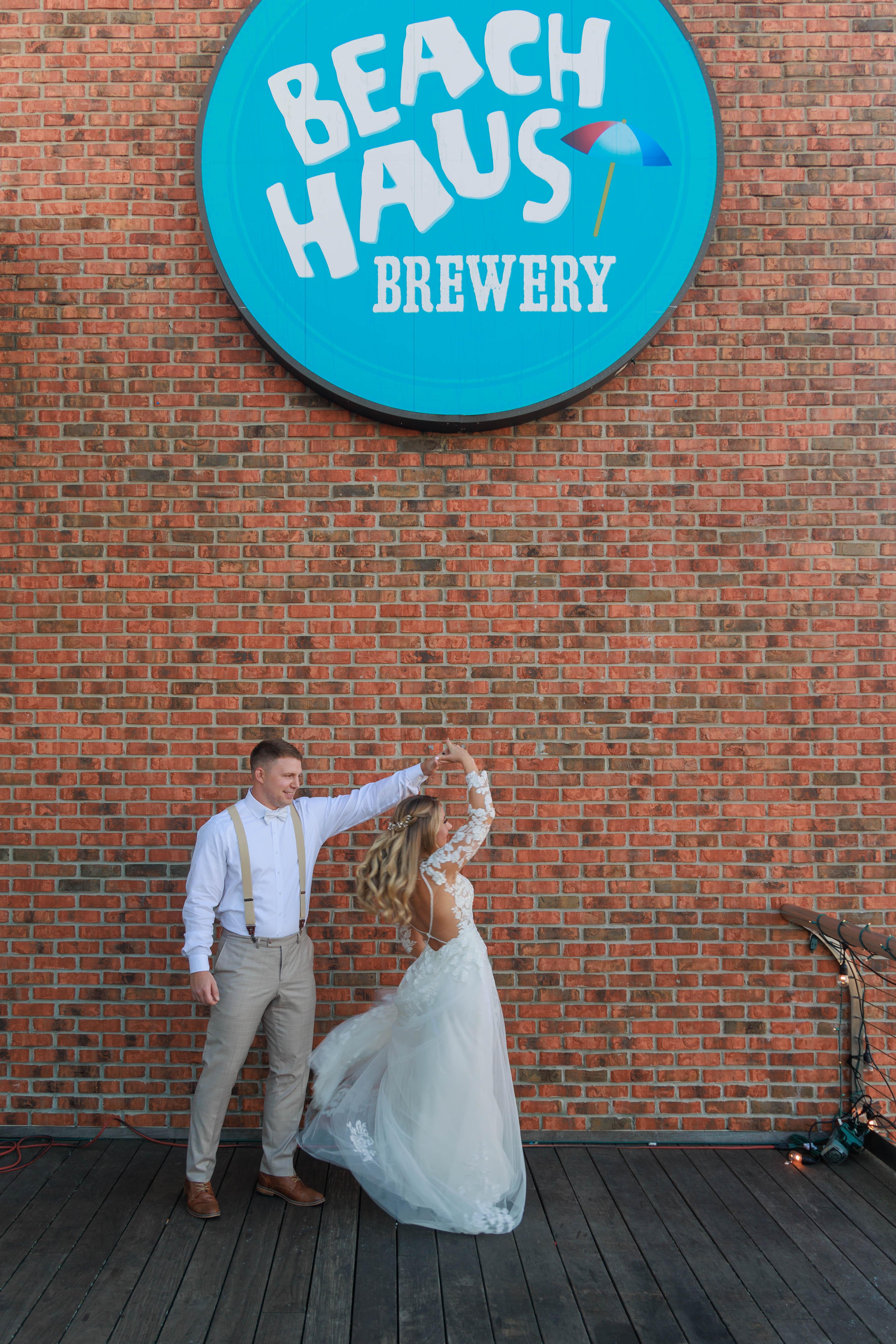 Wedding on the brewery patio at Beach Haus, Belmar NJ