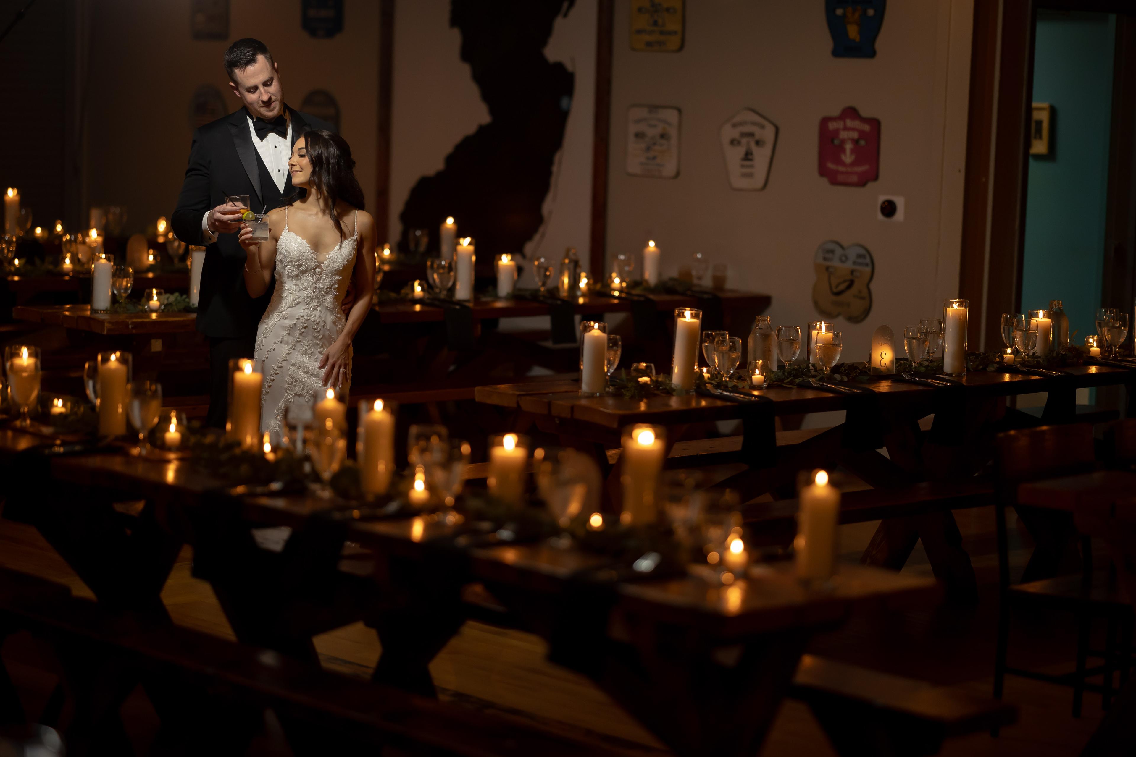 Wedding reception dance floor at Beach Haus Brewery