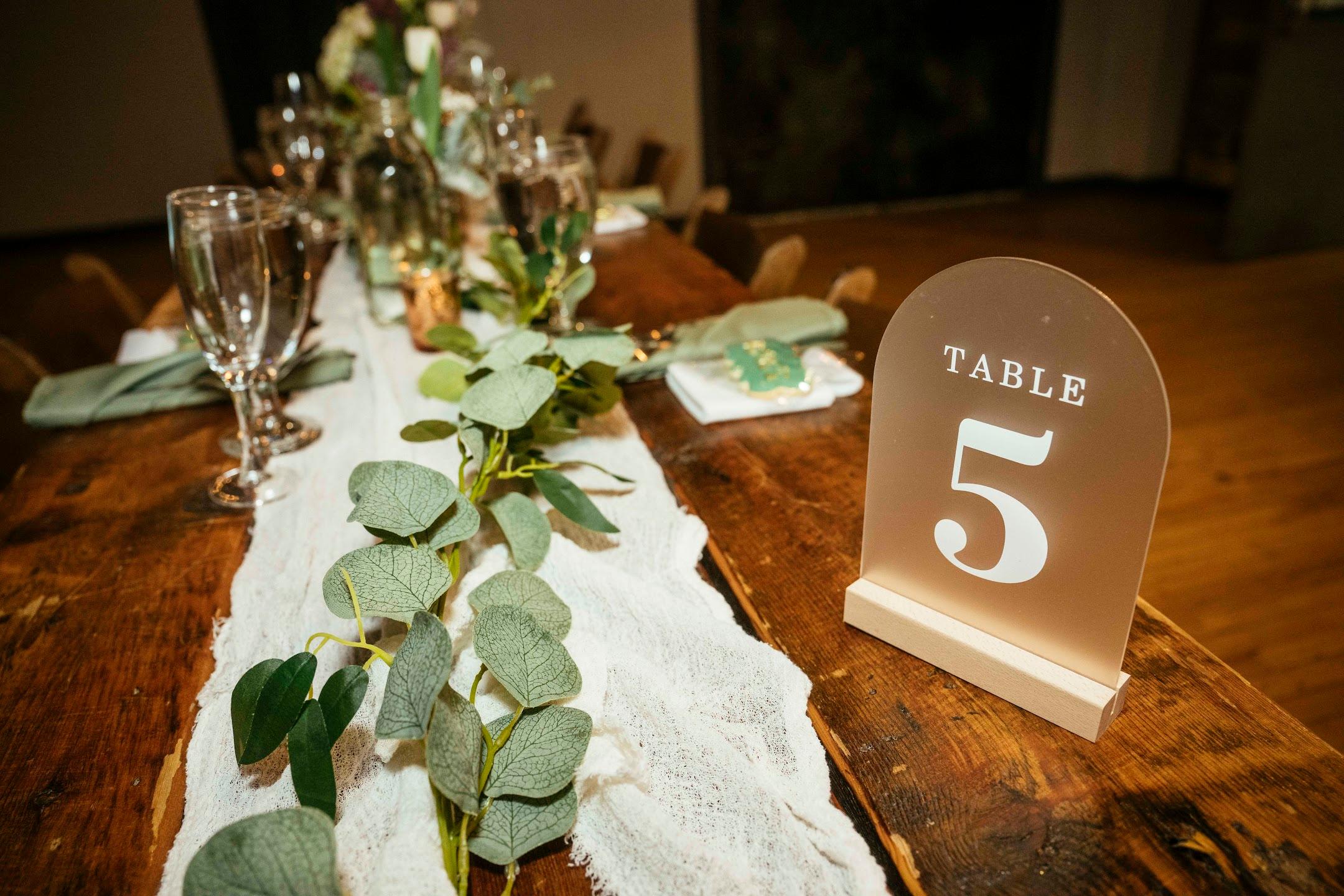 Elegant wedding table setting at Beach Haus Brewery