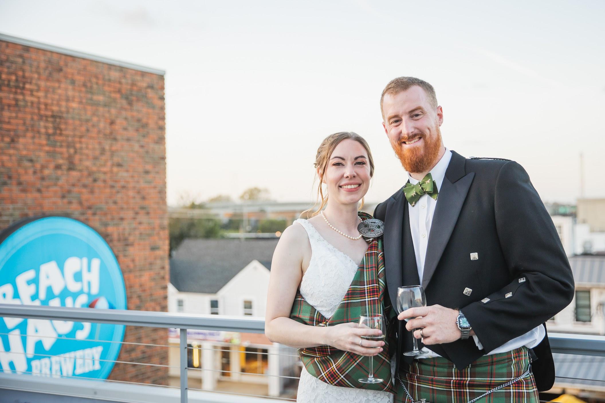 Rooftop wedding ceremony with ocean views at Beach Haus